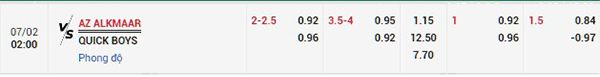 Tỷ lệ AZ Alkmaar vs Quick Boys