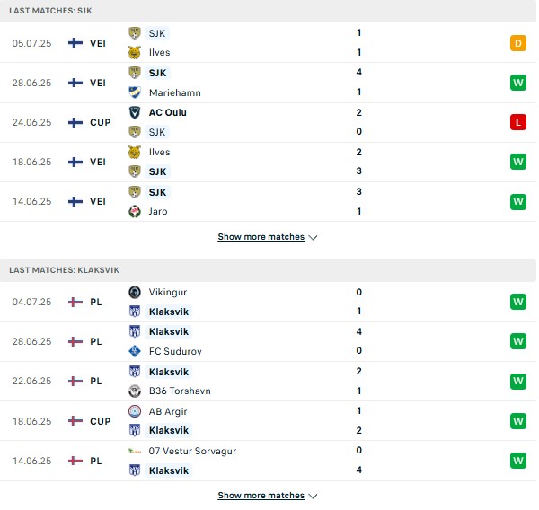 PD SJK vs Klaksvik